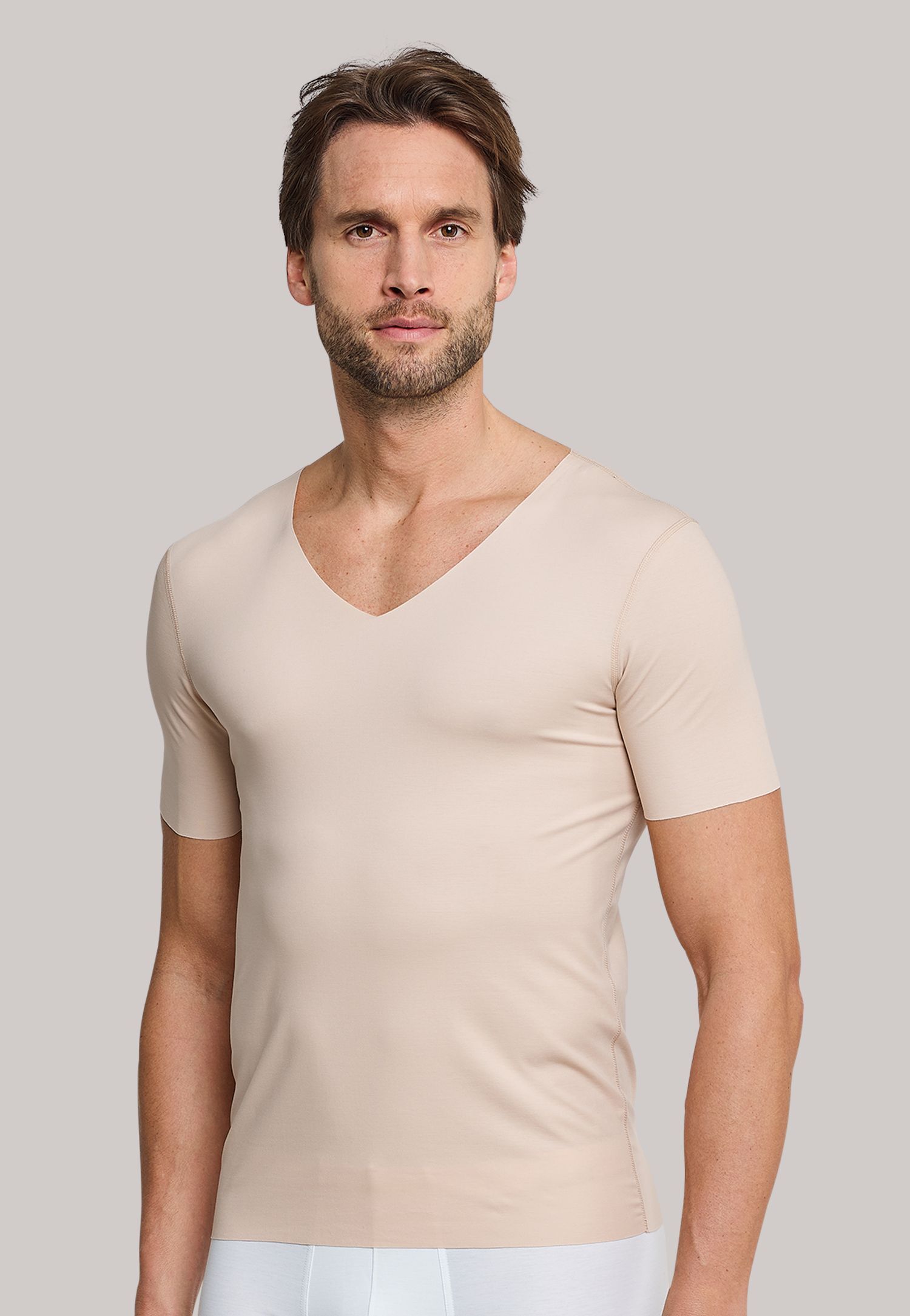 Schiesser Ondermode Laser Cut Korte Mouw V-Neck Skin / male