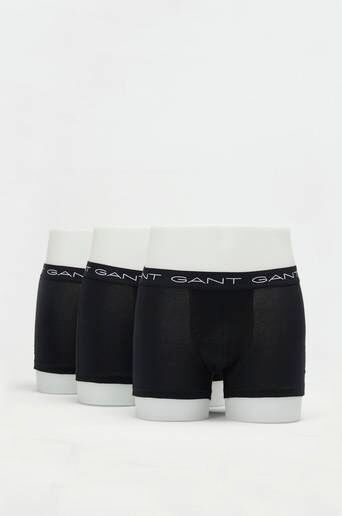 Gant Boxertruse Ensfarget, 3-Pk Svart  Male Svart