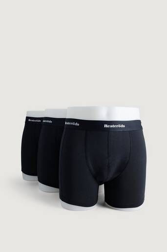 Resteröds Boxershorts Organic Cotton Long Leg 3-Pk Svart  Male Svart