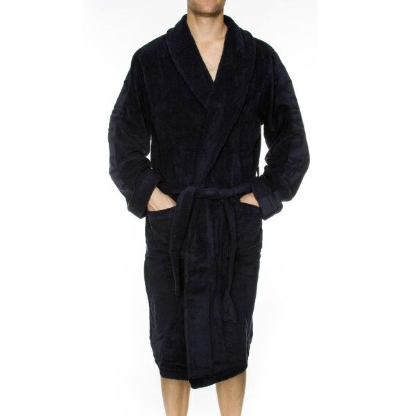 Calvin Klein Men Terry Logo Robe - Darkblue