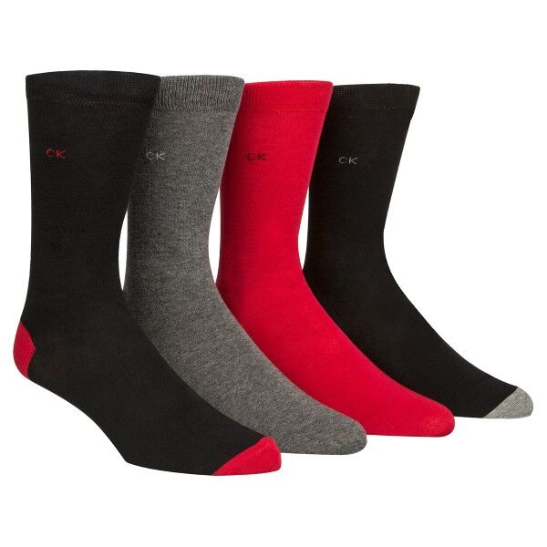 Calvin Klein 4-pakning Freddie Bonus Heel Toe Sock - Black/Red