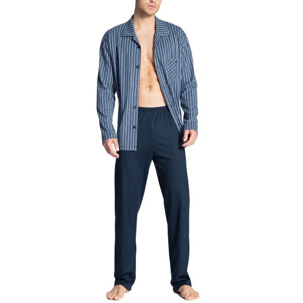 Calida Relax Imprint Buttoned Pyjama - Blue