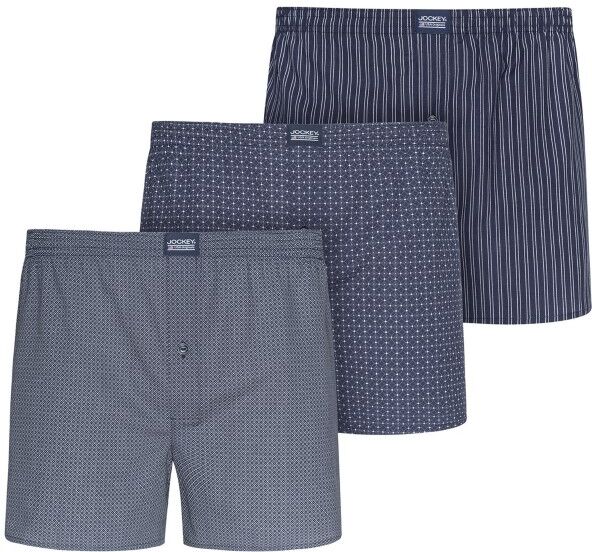 Jockey 3-pakning Woven Soft Poplin Boxer Shorts - Navy-2