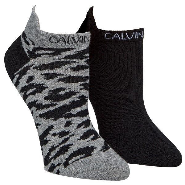 Calvin Klein 2-pakning Libby Leopard Liner Sock - Black/Grey