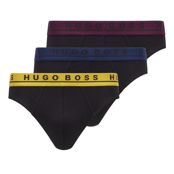 Hugo Boss BOSS Cotton Stretch Classic Briefs 3-pakning - Black/Yellow