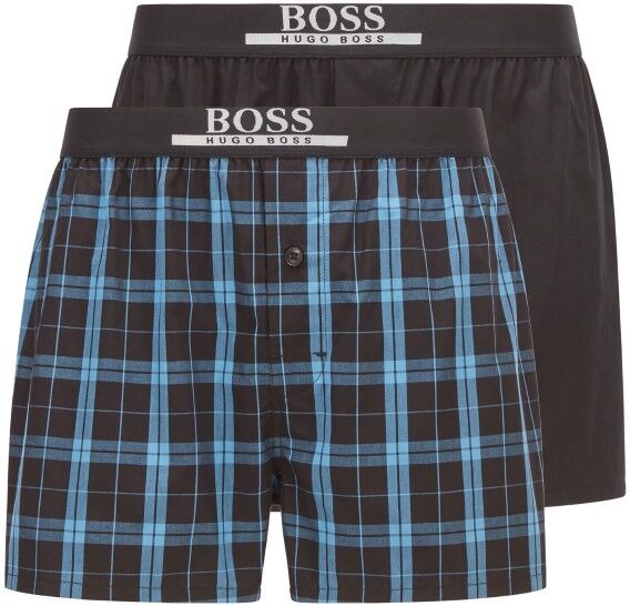 Hugo Boss BOSS Woven Boxer Shorts With Fly 2-pakning - Black/Blue