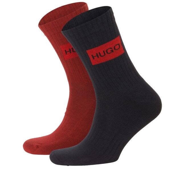 HUGO 2-pakning Label Rib Socks - Blue/Red