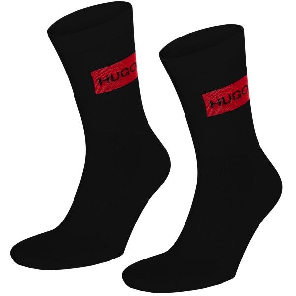 HUGO 2-pakning Label Rib Socks - Black