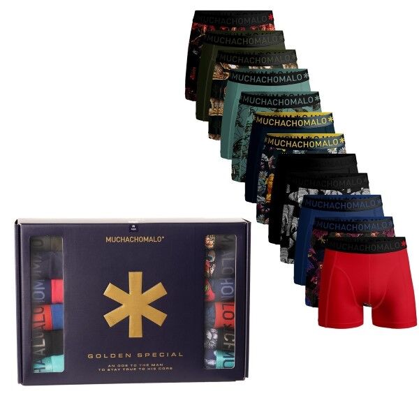 Muchachomalo 12-pakning Cotton Stretch Golden Boxers - Blue/Green
