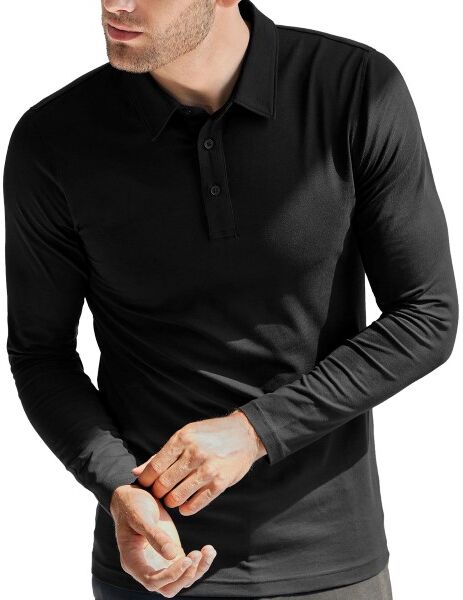 Bread & Boxers Bread and Boxers Organic Cotton LS Polo Shirt - Black