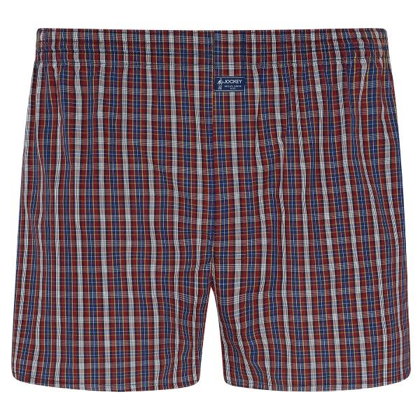 Jockey Cotton Woven Boxer Shorts - Navy/Red