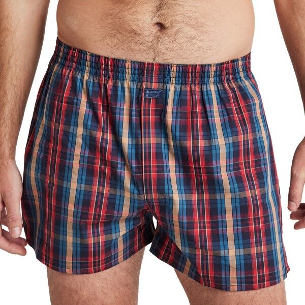 Jockey Cotton Woven Boxer Shorts - Red/Blue