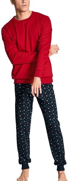 Calida Family and Friends Men Pyjama With Cuff - Darkblue