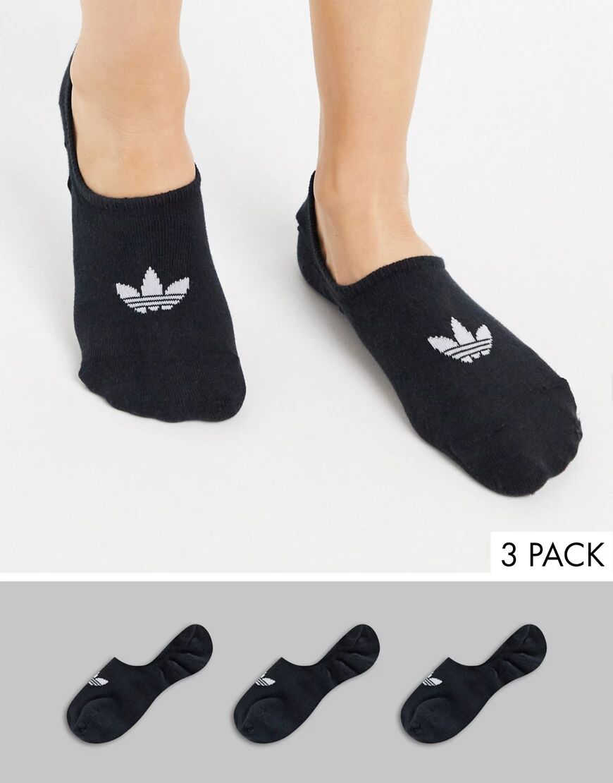 adidas Originals 3 pack no show socks in black-Blue  Blue