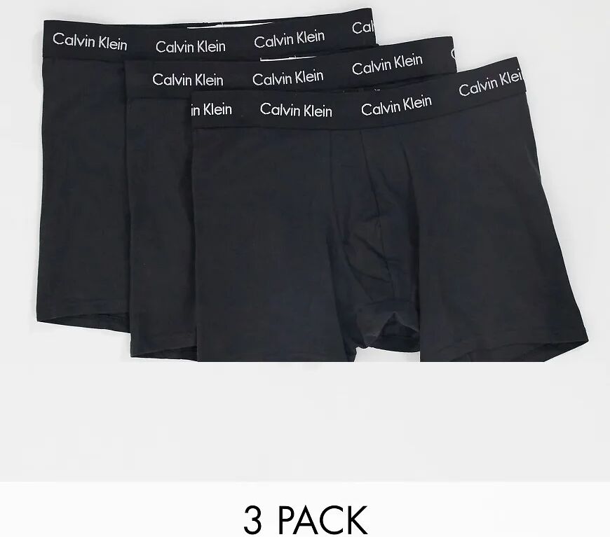 Calvin Klein 3 pack boxer briefs with logo waistband in black  Black