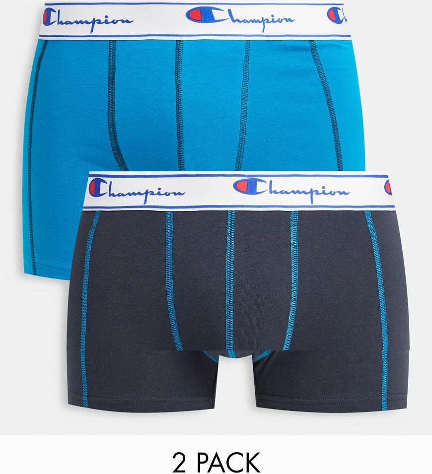 Champion 2 pack jersey boxer shorts in dark grey and teal-Multi  Multi