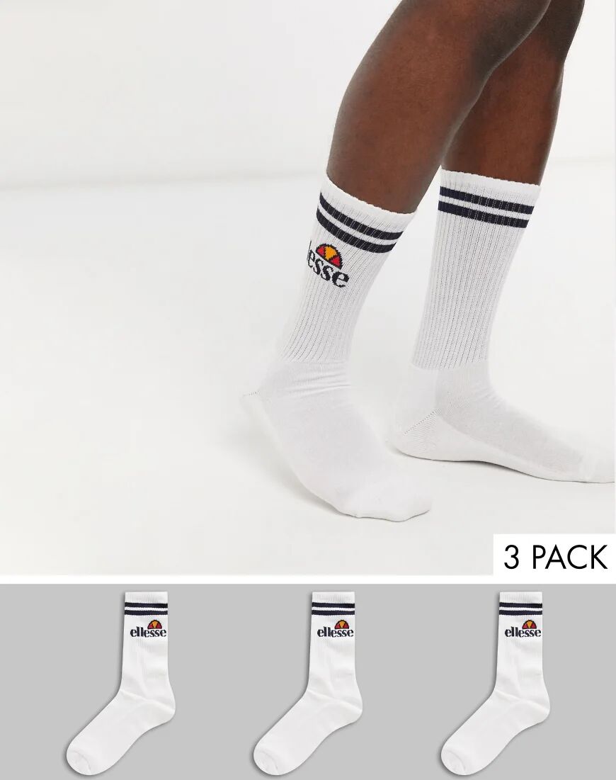 Ellesse 3 pack mens sport socks in white  White