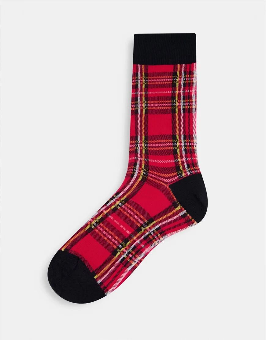 Fred Perry royal stewart tartan socks in red  Red