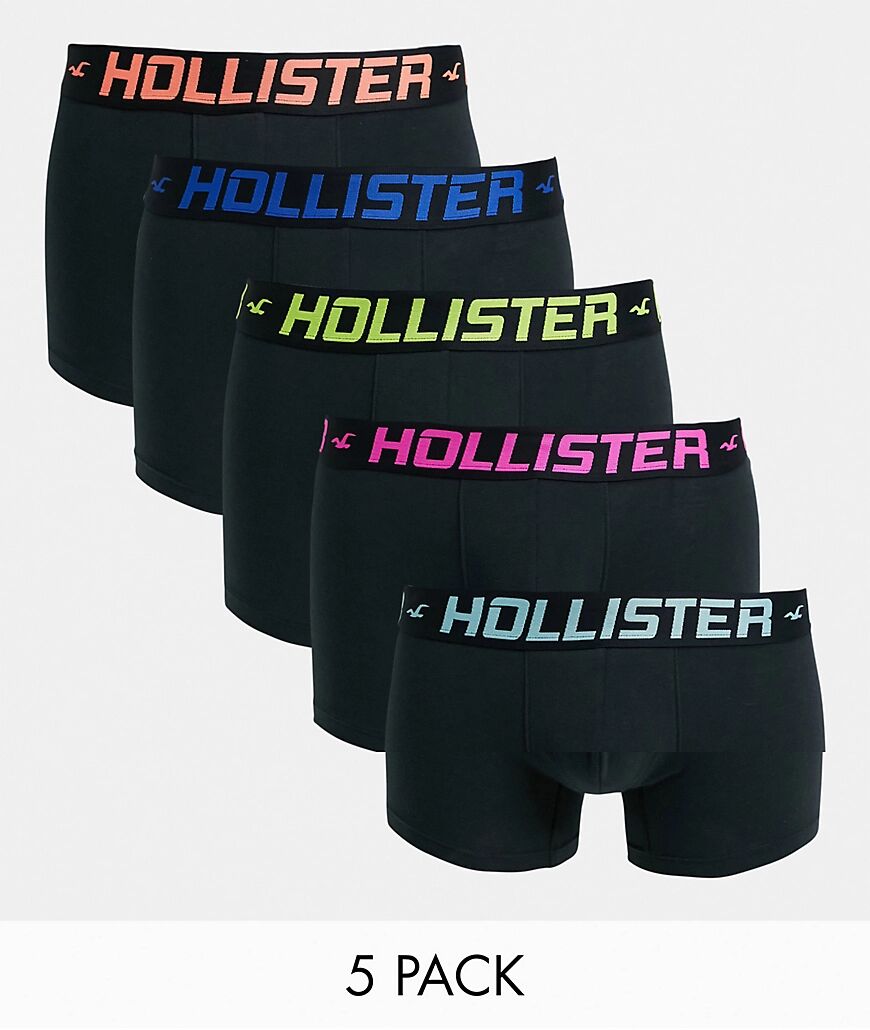Hollister 5 pack trunks in black with contrasting logo waistband-Multi  Multi