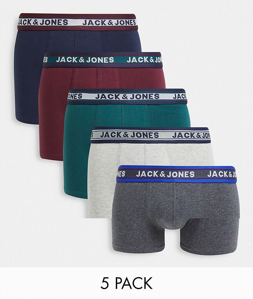 Jack & Jones 5 pack trunks in multi-Grey  Grey