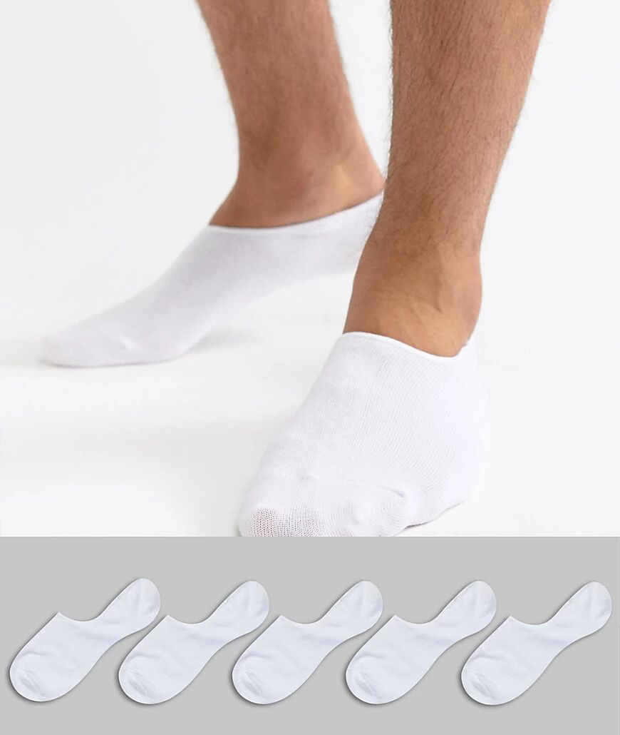 Jack & Jones invisible socks 5 pack in white  White