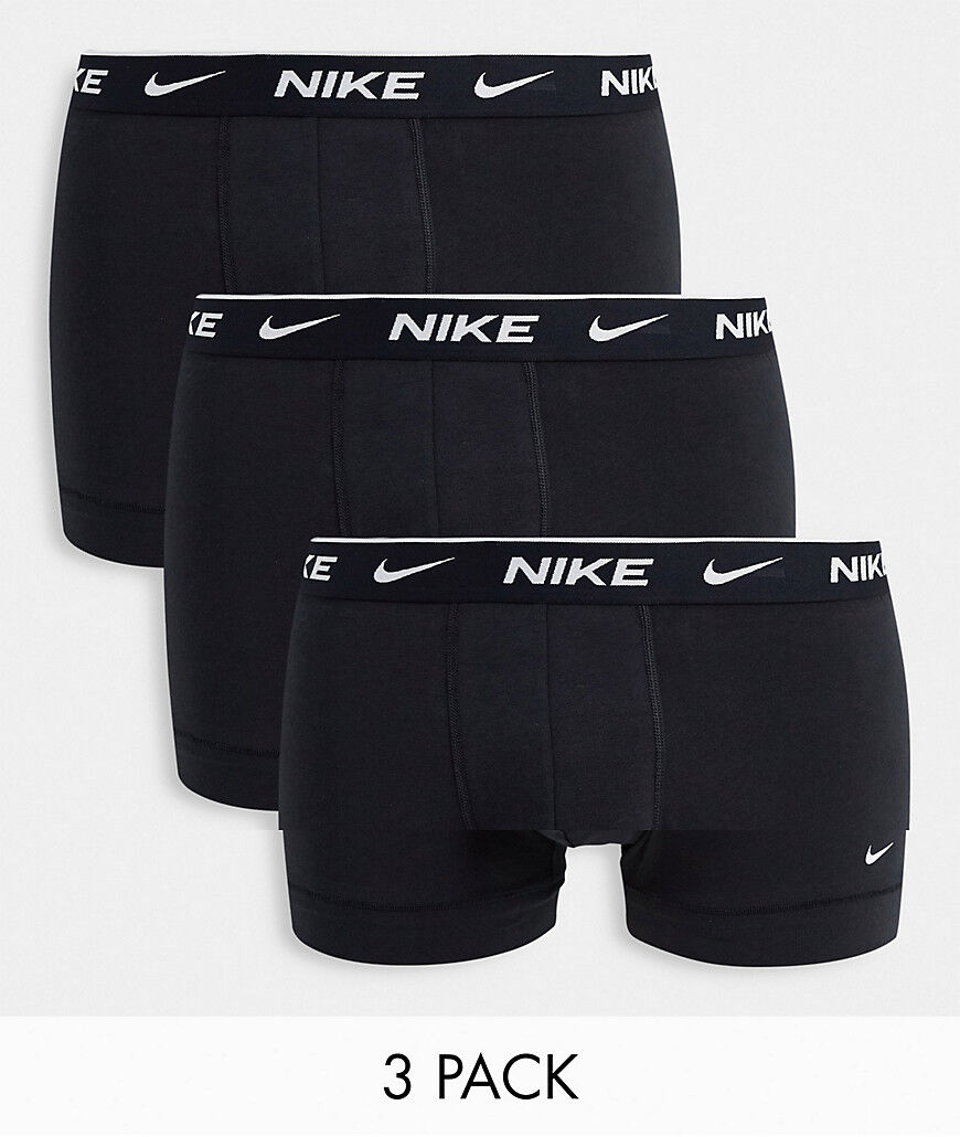 Nike 3 pack cotton stretch trunks in black  Black