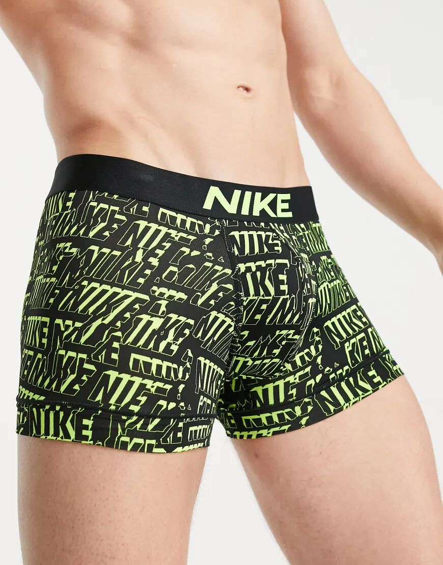 Nike Essential Micro Special Edition all over logo print trunks in black/yellow  Black