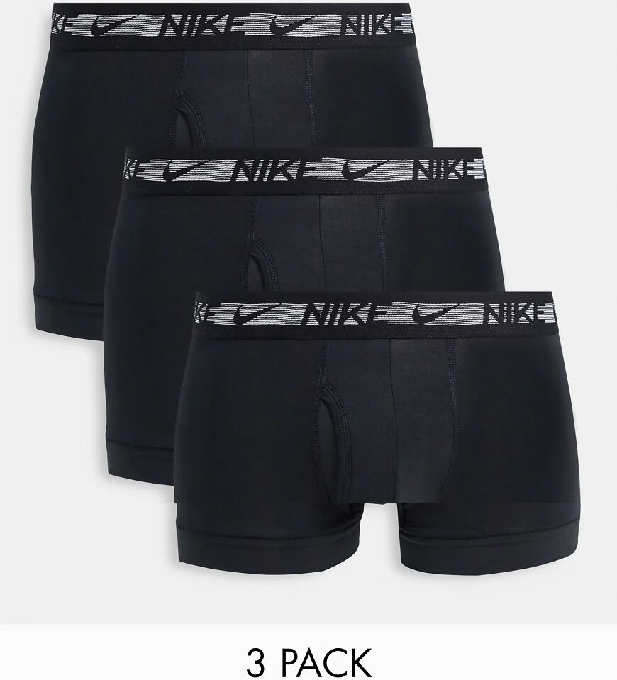 Nike Flex microfiber 3 pack trunks in black  Black