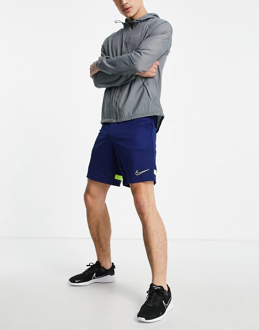 Nike Football Academy shorts in navy and volt  Navy
