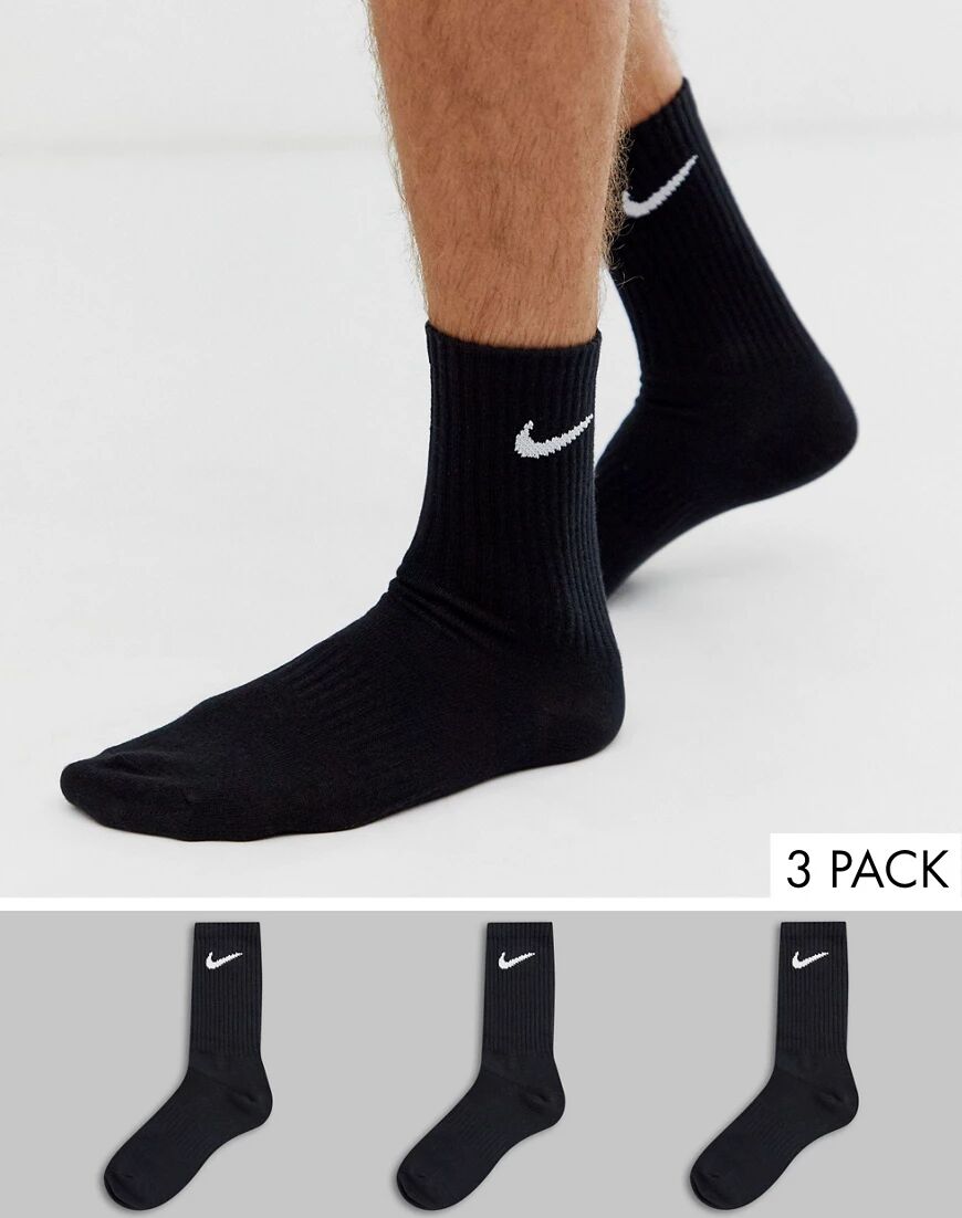 Nike Training 3 pack crew socks in black  Black