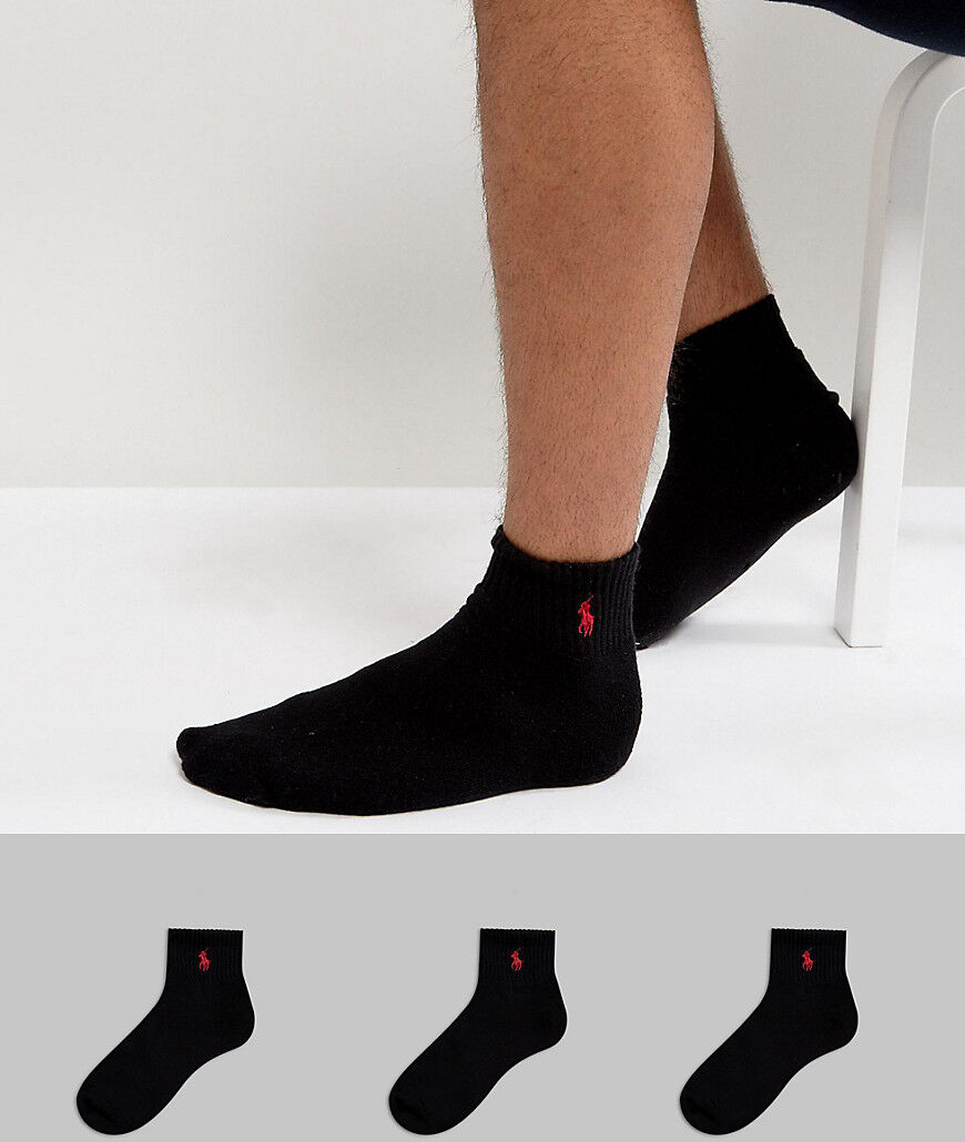 Polo Ralph Lauren 3 pack sport socks in black  Black