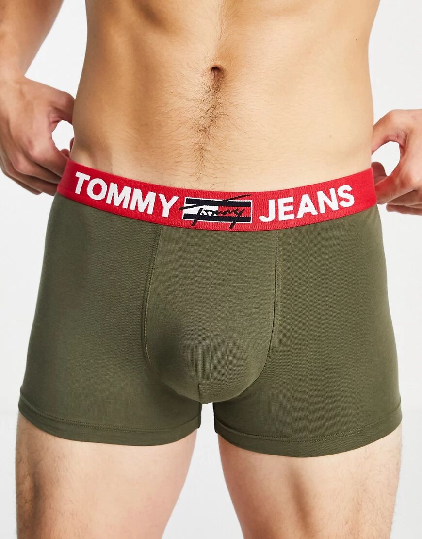 Tommy Jeans trunk with logo waistband in olive-Green  Green