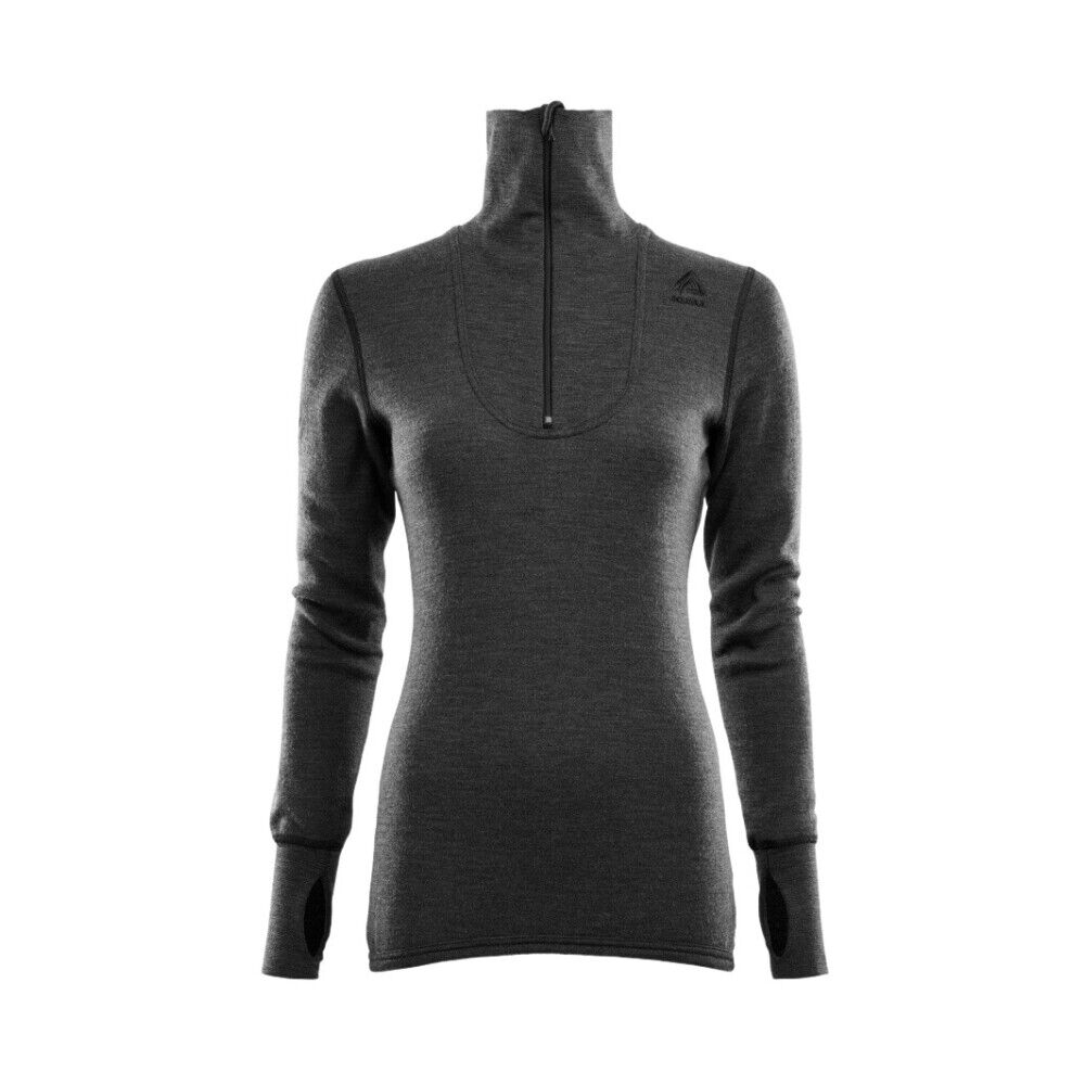 aclima W's DoubleWool Polo w/zip Marengo Jet Black Sort Female