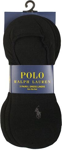 Polo Ralph Lauren 3-Pack No Show Dress Liners Pony Socks Black