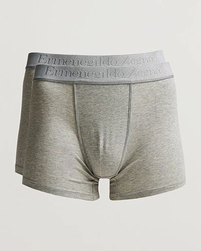 Ermenegildo Zegna Cotton Stretch Boxer Bi-Pack Grey Heather