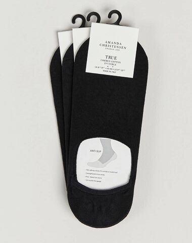 Amanda Christensen 3-Pack True Cotton Invisible Socks Black