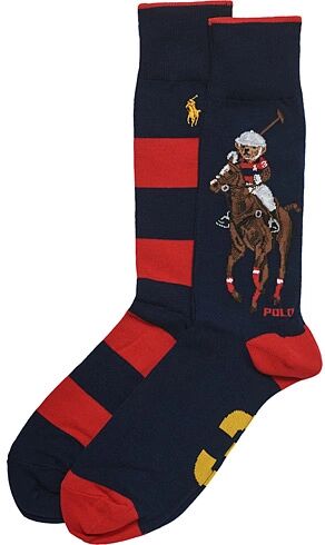 Polo Ralph Lauren 2-Pack Bear Stripe Socks Cruise Navy/Classic Wine