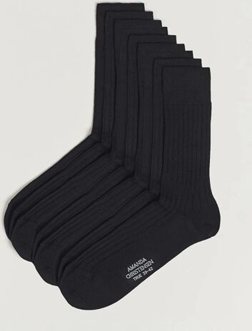 Amanda Christensen 9-Pack True Cotton Ribbed Socks Black