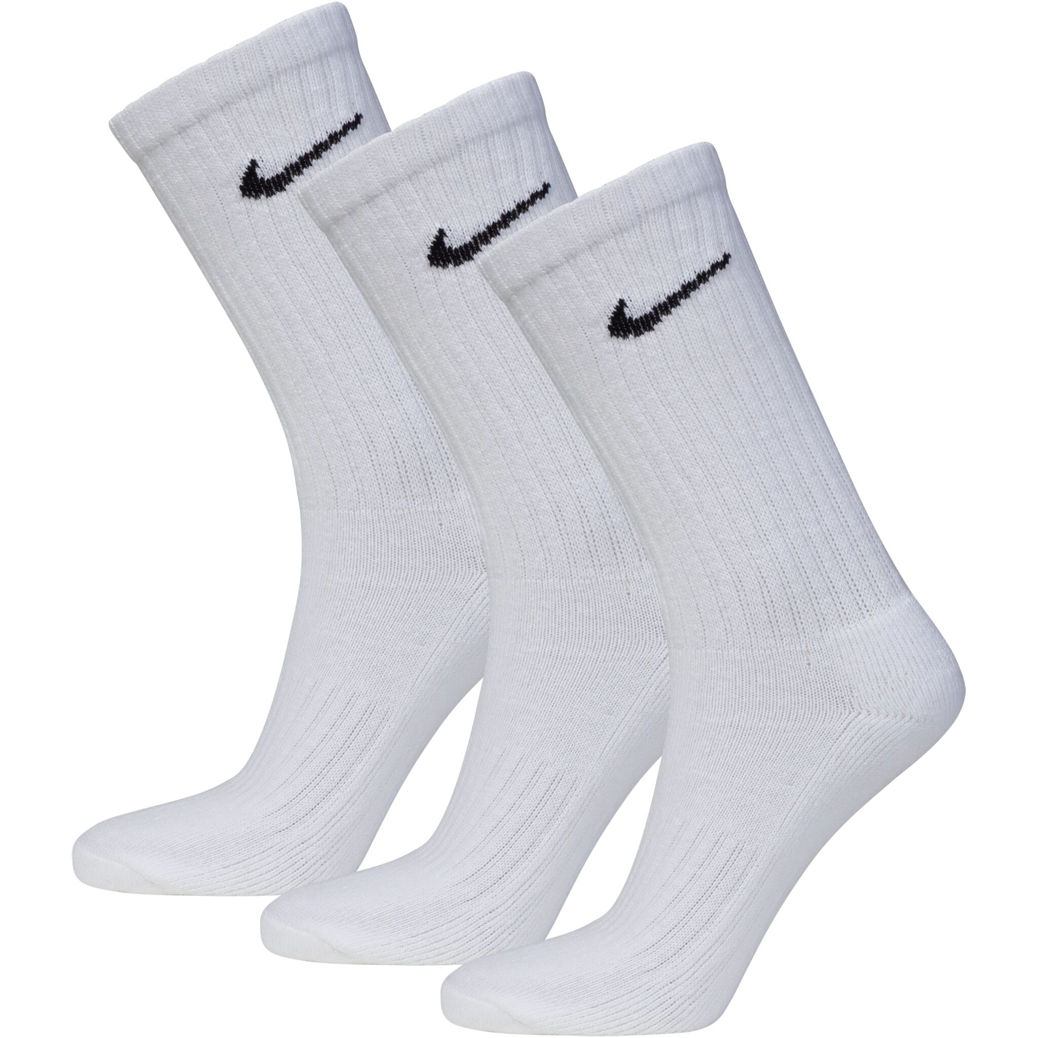 Nike 3ppk Value Cotton Crew, sokker XL White/(Black)