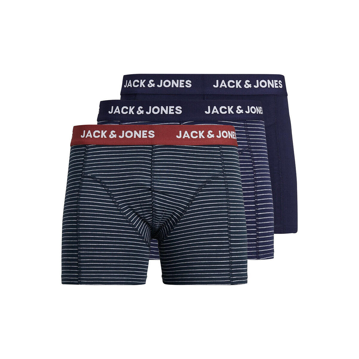 Jack & Jones Lote de 3 boxers, às riscas   Cinzento + Azul