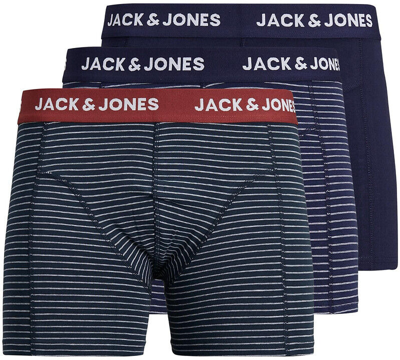 Jack & Jones Lote de 3 boxers, às riscas   Cinzento + Azul