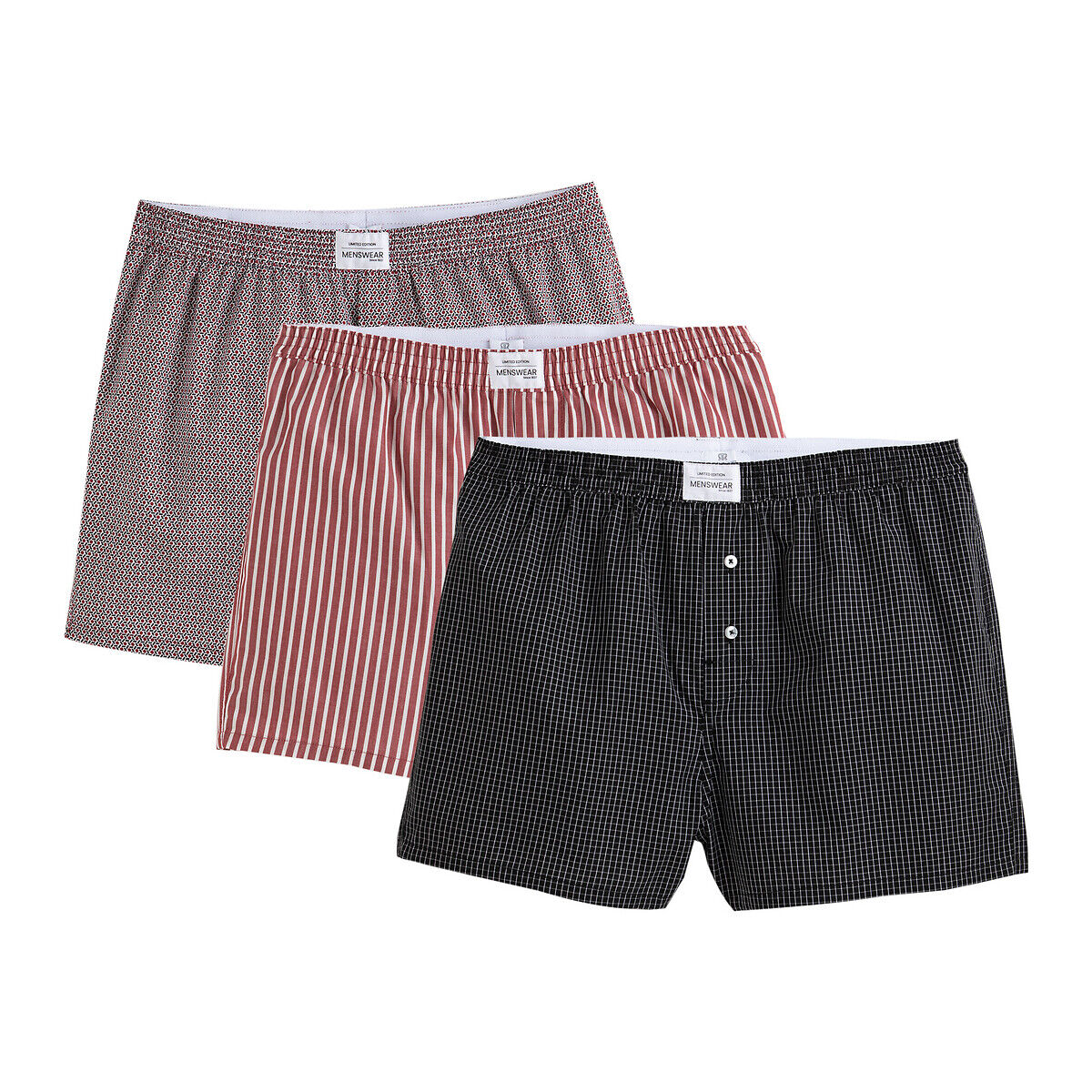 La Redoute Collections Lote de 3 boxers   preto/vermelho