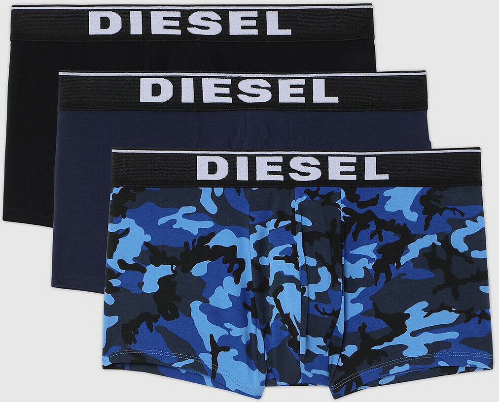 Diesel Lote de 3 boxers   Preto + azul + estampado