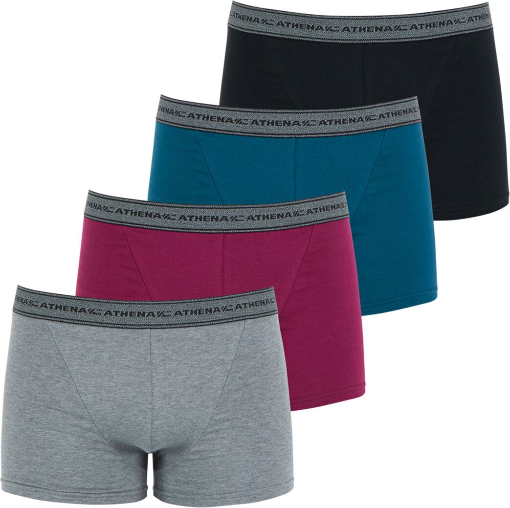 Athena Lote de 4 boxers Basic Coton   Cinzento+bordeaux+azul+preto