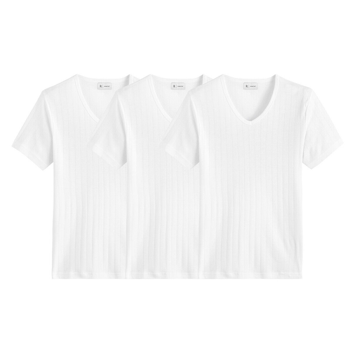 La Redoute Collections Lote de 3 camisolas interiores em algodão bio, decote em V   Branco