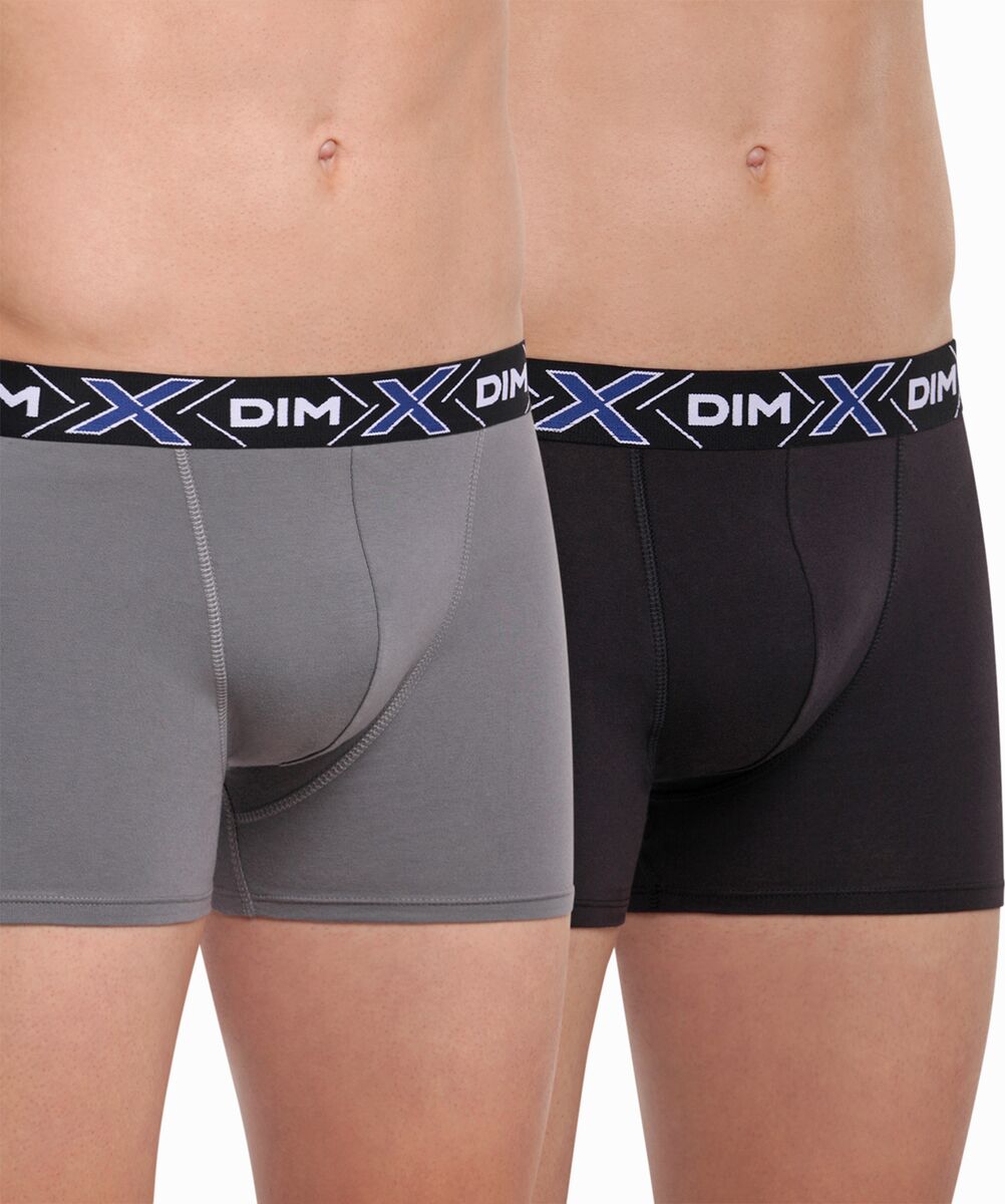 Dim Lote de 2 boxers X TEMP em algodão stretch   preto + cinza-escuro