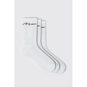 boohoo Man Signature Sportstrumpor (3-Pack), White ONE SIZE