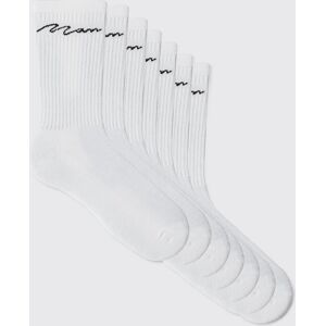 boohoo Man Signature Sportstrumpor (7-Pack), White ONE SIZE