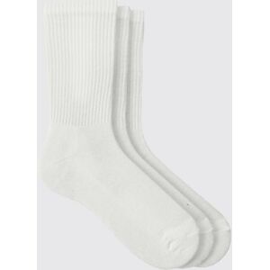 boohoo 3 Pack Plain Sport Socks, White ONE SIZE