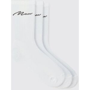 boohoo 3 Pack Man Signature Sport Socks, White ONE SIZE